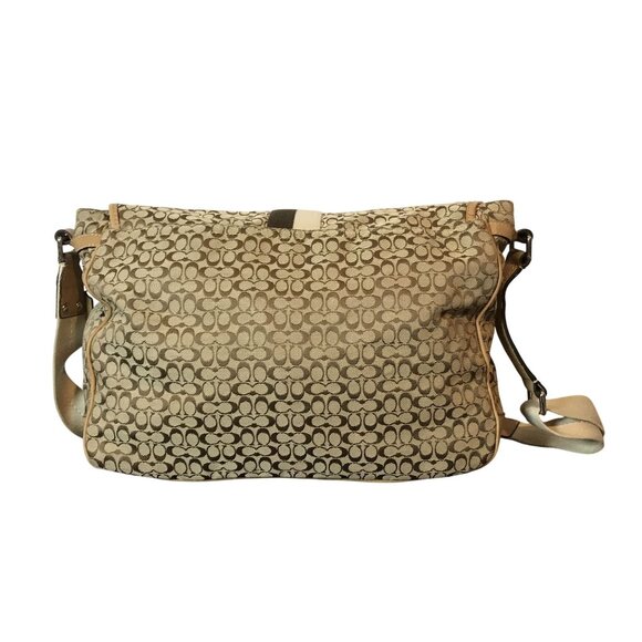 Coach mMessenger Bag Textile Monogram Crossbody Strap Tan READ DAMAGE - Picture 2 of 16